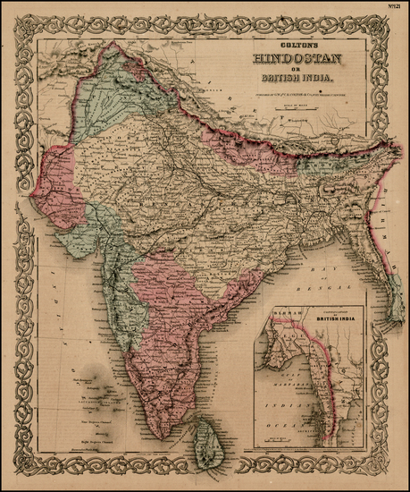 96-Asia, Asia and India Map By Joseph Hutchins Colton