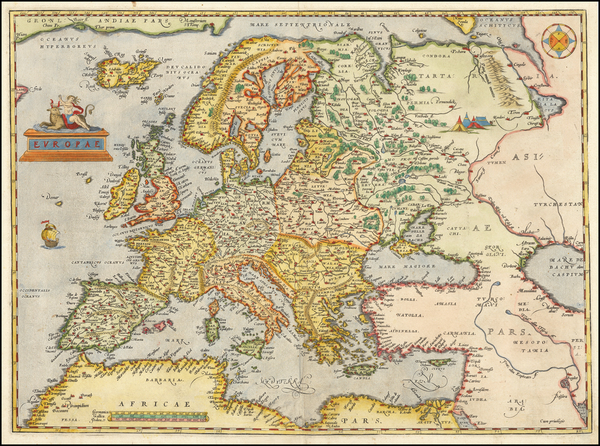 92-Europe Map By Abraham Ortelius