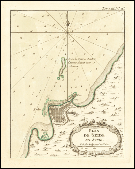 14-Middle East Map By Jacques Nicolas Bellin