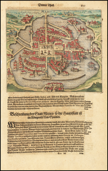 86-Mexico Map By Theodor De Bry / Matthaus Merian