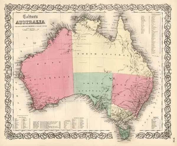 76-Australia & Oceania and Australia Map By Joseph Hutchins Colton