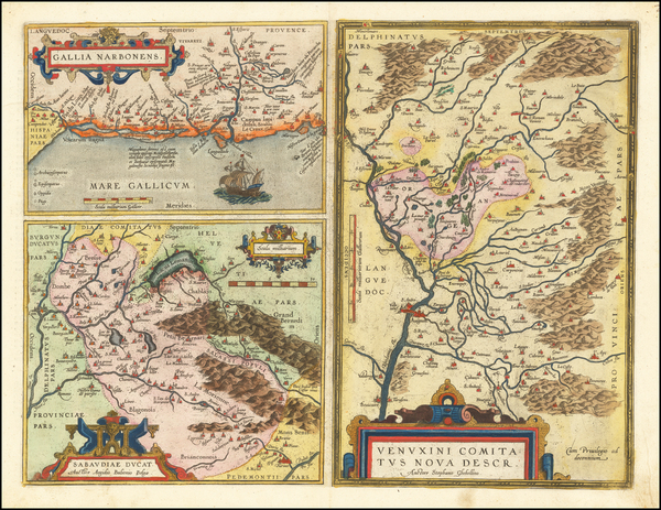 14-Switzerland, France and Sud et Alpes Française Map By Abraham Ortelius