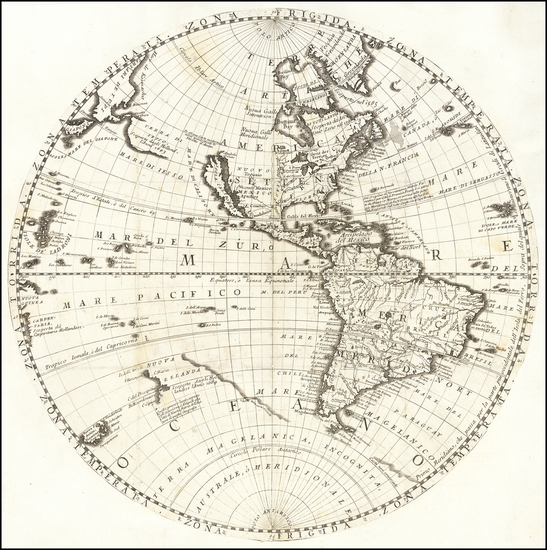 47-Western Hemisphere, Pacific, California as an Island and America Map By Vincenzo Maria Coronell