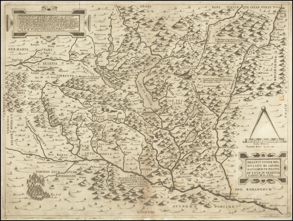 91-Switzerland, France and Northern Italy Map By Paolo Forlani / Ferrando Bertelli