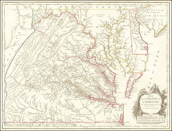 38-Mid-Atlantic, Delaware, Southeast and Virginia Map By Gilles Robert de Vaugondy