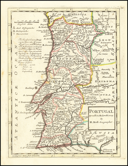 36-Portugal Map By Herman Moll