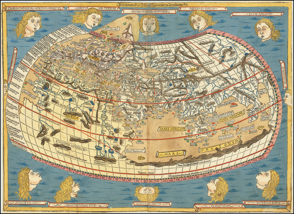 95-World Map By Claudius Ptolemy / Lienhart Holle