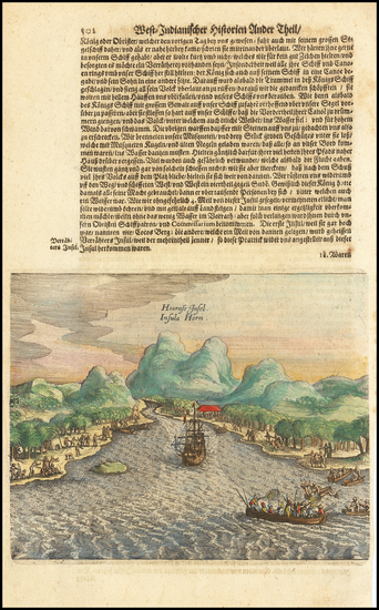 92-Brazil Map By Theodor De Bry / Matthaeus Merian