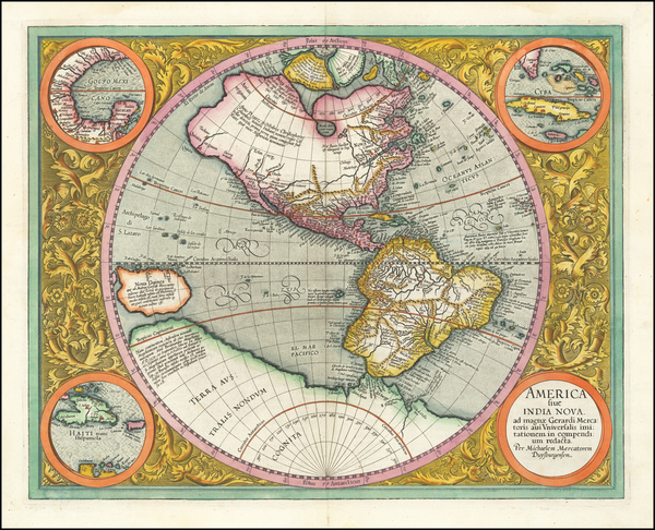 64-Western Hemisphere and America Map By Michael Mercator