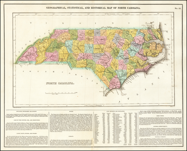 2-North Carolina Map By Henry Charles Carey  &  Isaac Lea