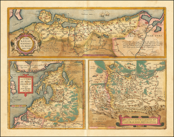 8-Poland, Romania, Baltic Countries and Germany Map By Abraham Ortelius