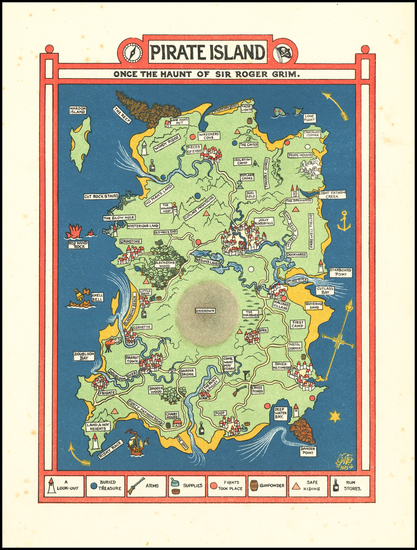 6-Curiosities Map By Gilbert Anthony Pownall