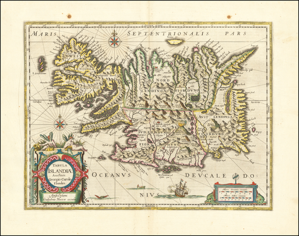 10-Iceland Map By Willem Janszoon Blaeu