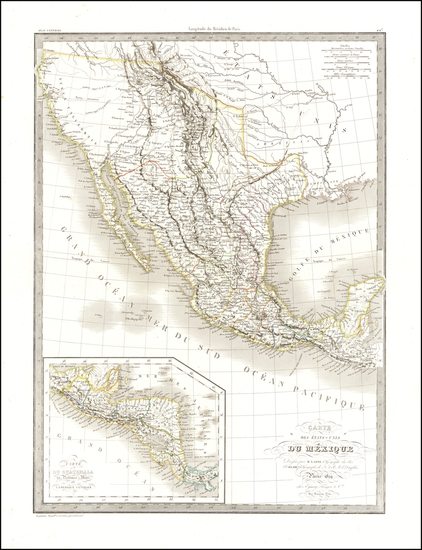 53-Texas, Southwest, Rocky Mountains, Mexico and California Map By Alexandre Emile Lapie