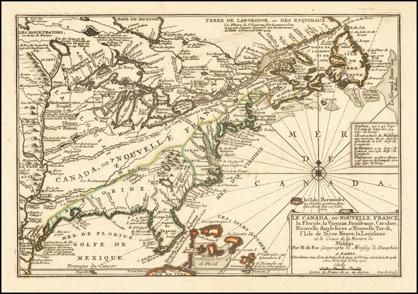 30-United States and Canada Map By Nicolas de Fer