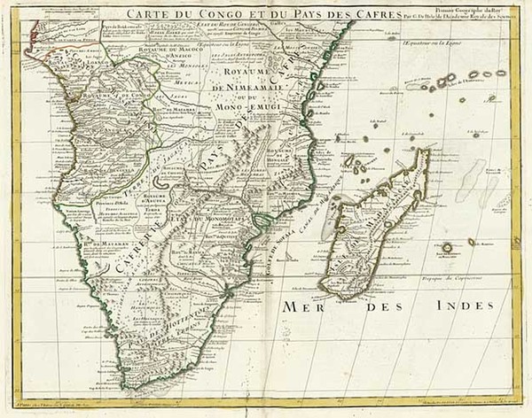 1-Africa, South Africa and East Africa Map By Guillaume De L'Isle  &  Philippe Buache