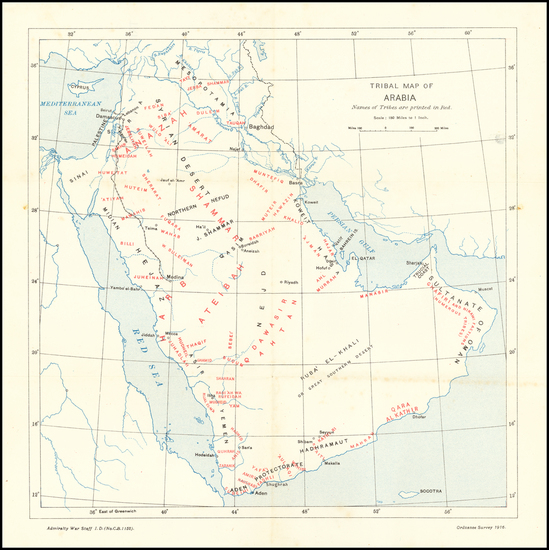 46-Arabian Peninsula Map By Admiralty War Staff Intelligence Division