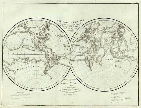 7-World and World Map By Edme Mentelle