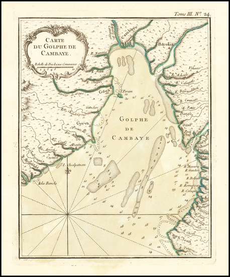 67-India Map By Jacques Nicolas Bellin