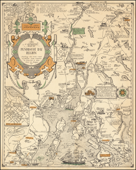 5-Maine and Pictorial Maps Map By Luther S. Phillips