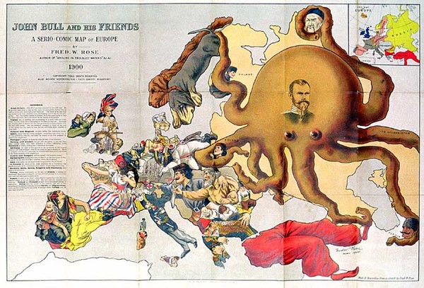 51-Europe, Europe and Curiosities Map By Bacon & Co. / Fred Rose