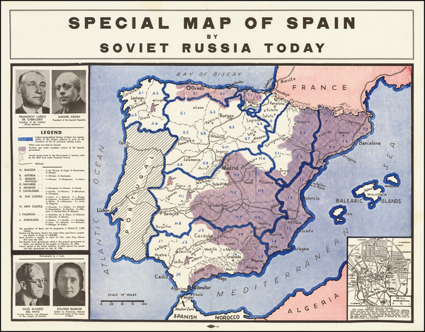 76-Spain Map By Friends of the Soviet Union / J. Loeb