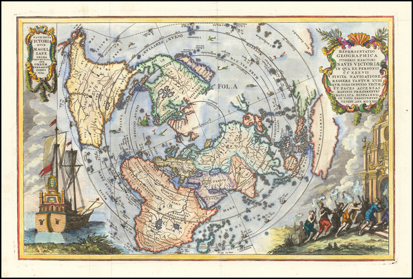 83-World and Northern Hemisphere Map By Heinrich Scherer