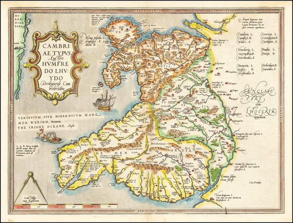 80-Wales Map By Abraham Ortelius