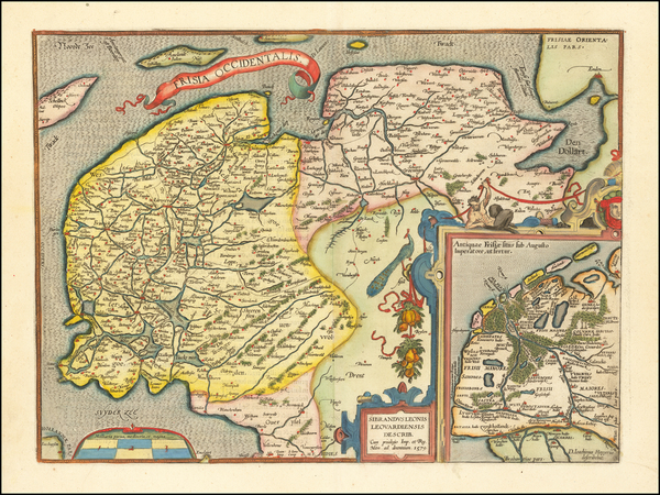 31-Netherlands Map By Abraham Ortelius