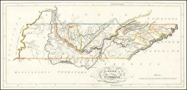 40-Tennessee Map By Mathew Carey