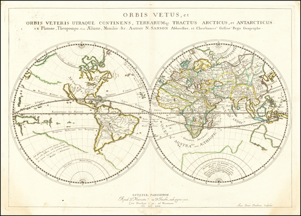 100-World and California as an Island Map By Nicolas Sanson