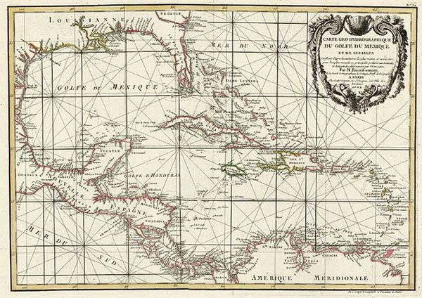 9-South, Mexico, Caribbean and Central America Map By Giovanni Antonio Rizzi-Zannoni
