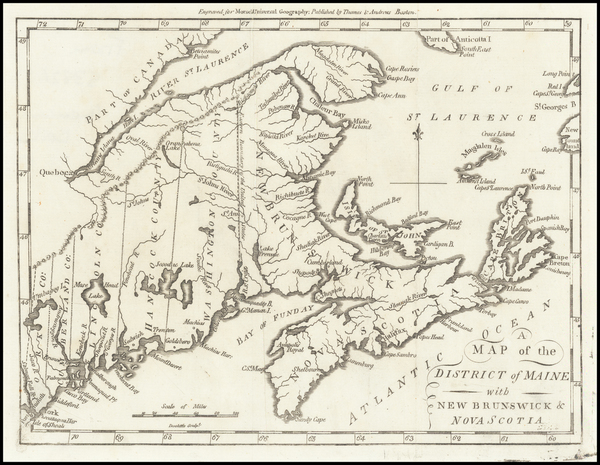 73-Maine and Canada Map By Jedidiah Morse