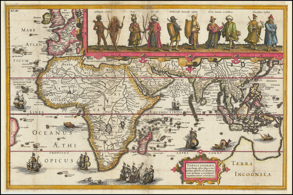 28-Indian Ocean, India, Southeast Asia, Africa and Australia Map By Johannes Isaksen Pontanus