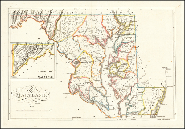 24-Maryland Map By Mathew Carey