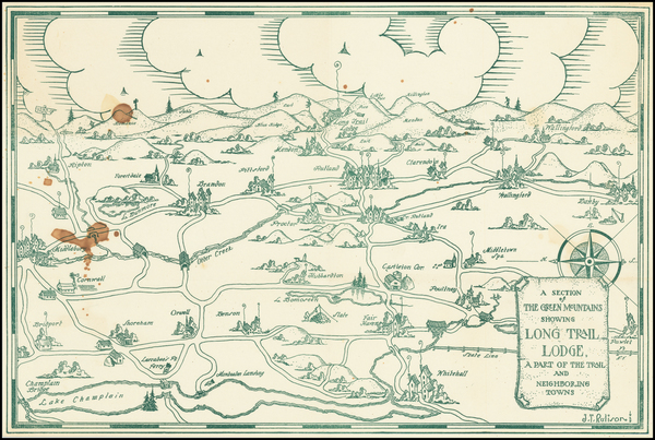 60-New Hampshire, Vermont and New York State Map By J.  T. Rulison