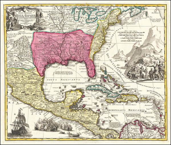 92-United States, South, Southeast, Texas, Midwest and Southwest Map By Johann Baptist Homann