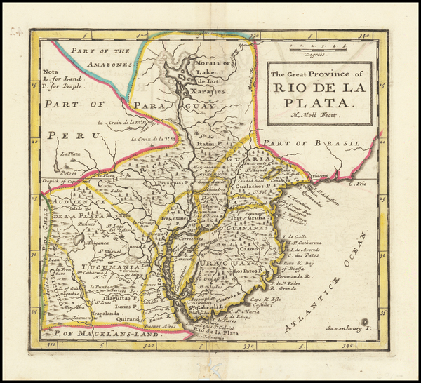 19-Argentina and Uruguay Map By Herman Moll