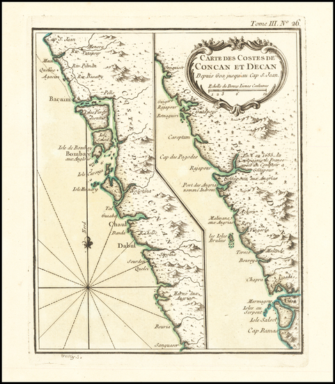 38-India Map By Jacques Nicolas Bellin