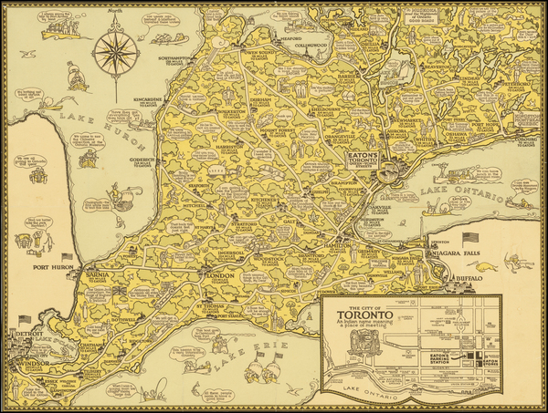 9-Pictorial Maps and Canada Map By Eaton Stores