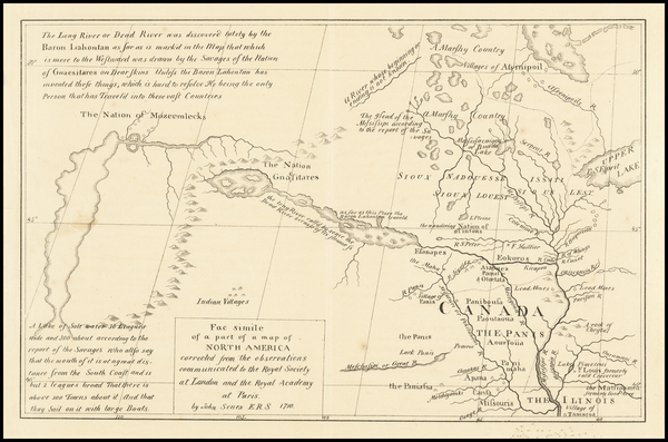 61-Midwest, Plains and Canada Map By John Senex / Howard Stansbury