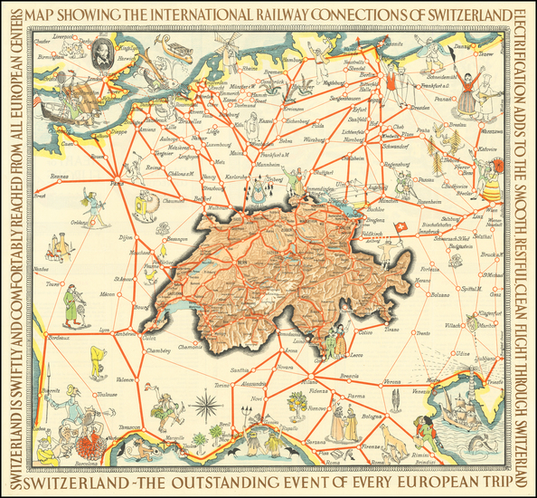 24-Switzerland and Pictorial Maps Map By Art. Institut Orell Fussli