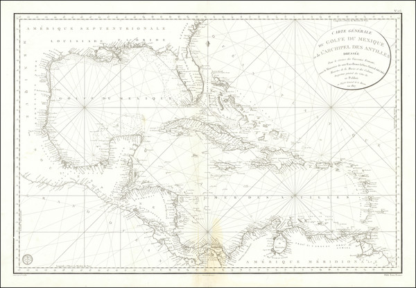 77-Florida, South, Mexico and Caribbean Map By Depot de la Marine