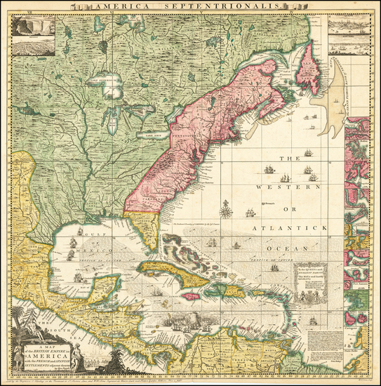 89-United States, North America and Canada Map By Henry Popple