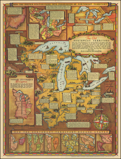 86-Midwest, Illinois, Indiana, Ohio, Michigan, Wisconsin and Pictorial Maps Map By Fred Rentscher 