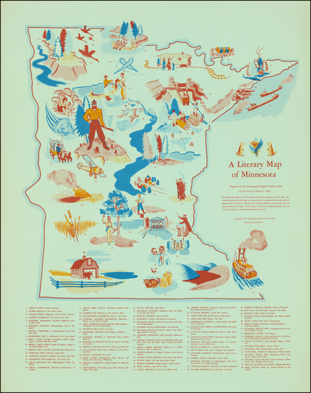 42-Minnesota and Pictorial Maps Map By Eugene V. Martz