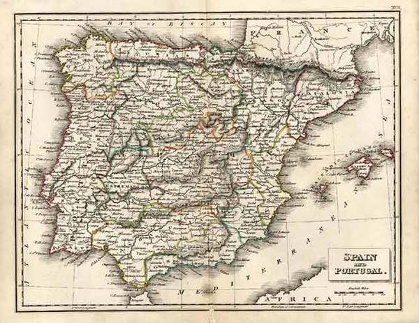 55-Europe, Spain and Portugal Map By J.C. Russell & Sons