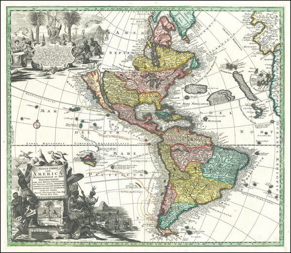 44-California as an Island and America Map By Matthaus Seutter