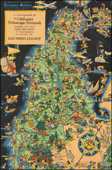 0-Pictorial Maps, California and San Francisco & Bay Area Map By Ruth Taylor White