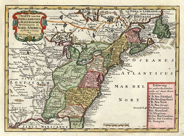 8-United States and Canada Map By Johann George Schreiber